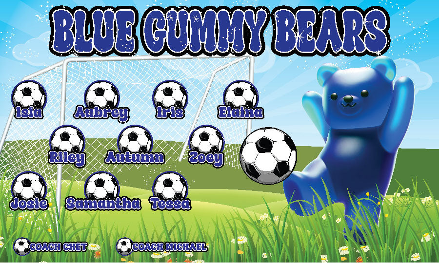 3'x5' Vinyl Banner - Blue Gummy Bears