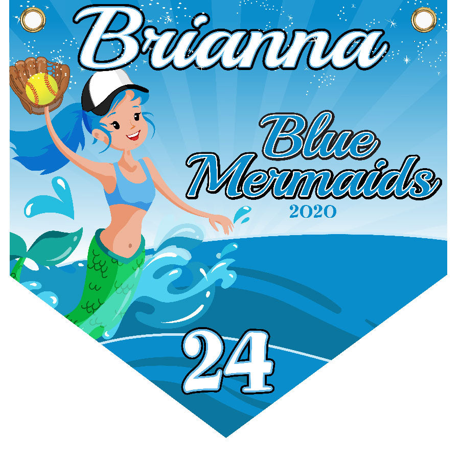 16" x 16" Home Plate Pennant - Blue Mermaids