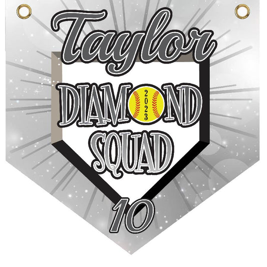 16" x 16" Home Plate Pennant - Diamond Squad