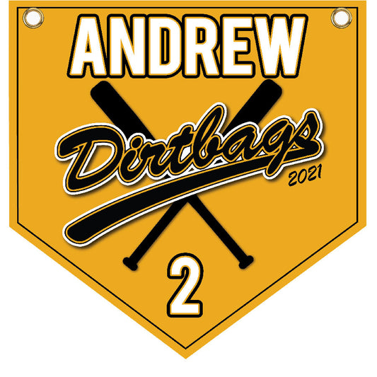 16" x 16" Home Plate Pennant - Dirtbags (Mustard)