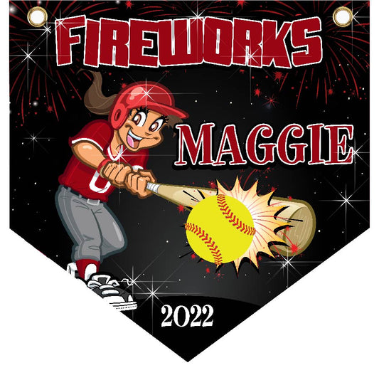 16" x 16" Home Plate Pennant - Fireworks