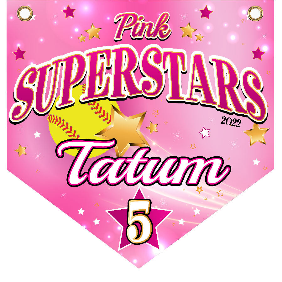 16" x 16" Home Plate Pennant - Pink Super Stars