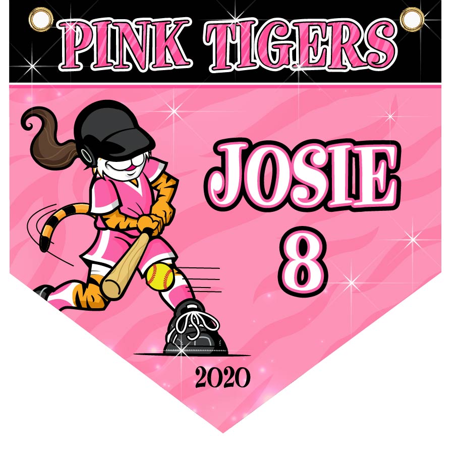 16" x 16" Home Plate Pennant - Pink Tigers