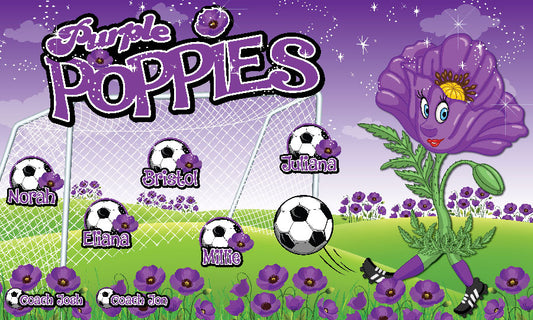 3'x5' Vinyl Banner - Purple Poppies