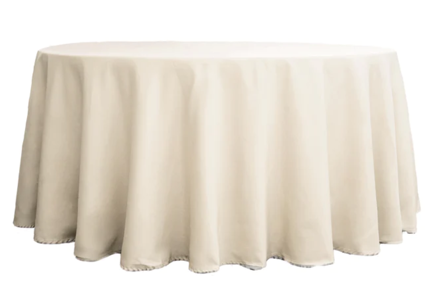 132" Round Seamless Polyester Table Cloth - Beige