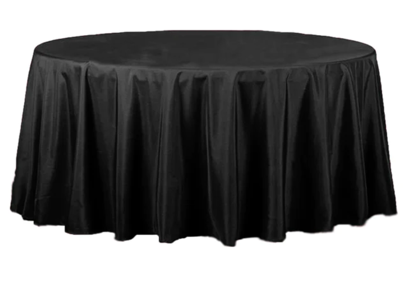 132" Round Seamless Polyester Table Cloth - Black