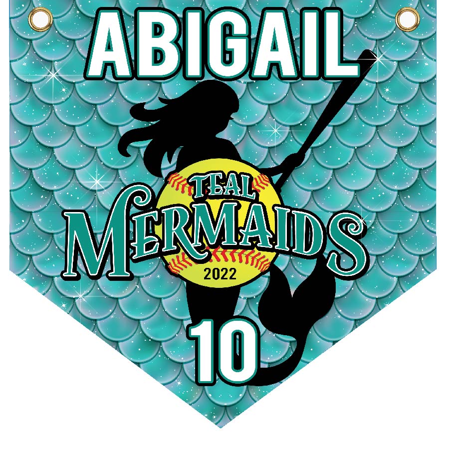 16" x 16" Home Plate Pennant - Teal Mermaids