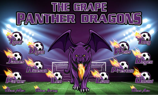 3'x5' Vinyl Banner - The Grape Panther Dragons