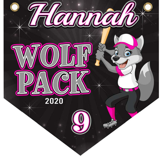 16" x 16" Home Plate Pennant - Wolf Pack (Batter)
