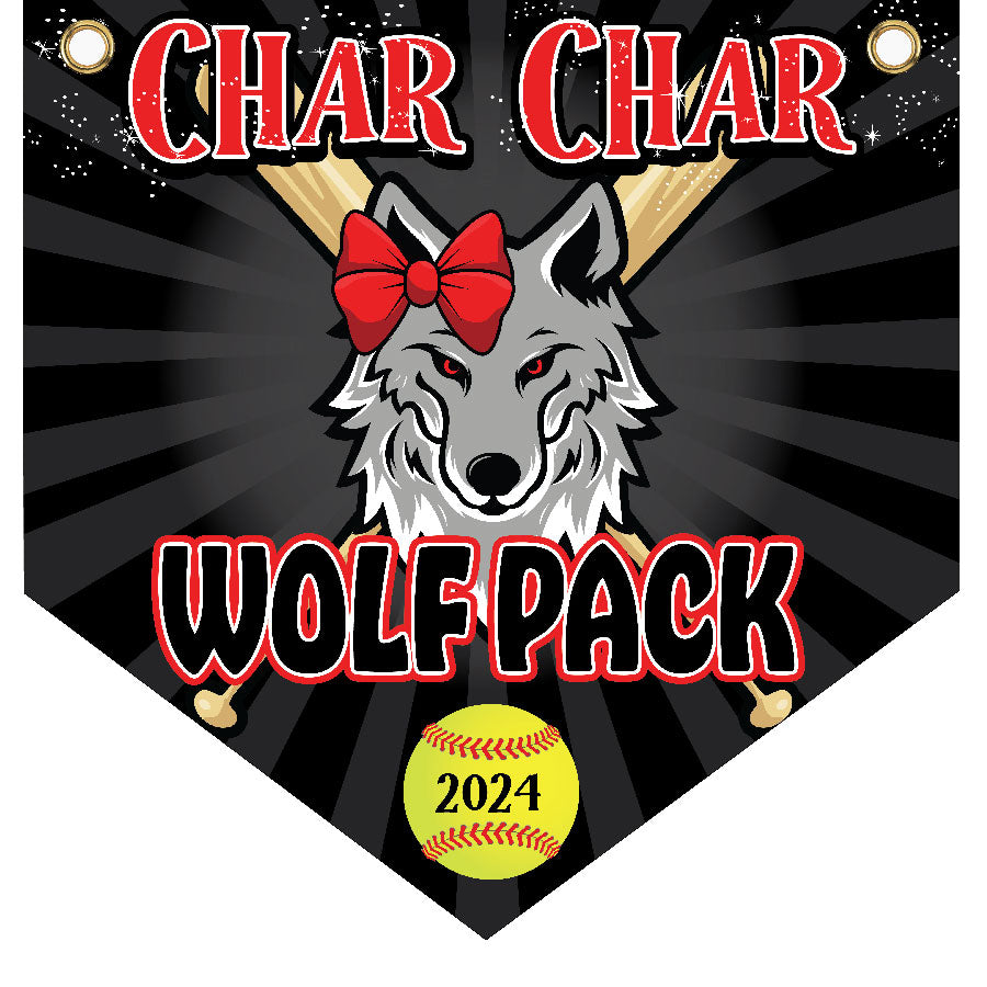 16" x 16" Home Plate Pennant - Wolf Pack (Alternate)