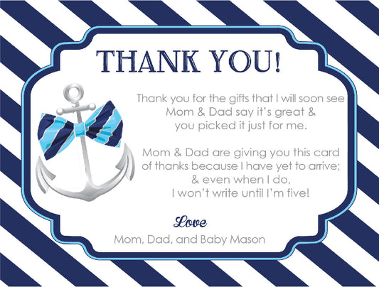 Ahoy, It's A Boy Baby Shower Thank You Cards