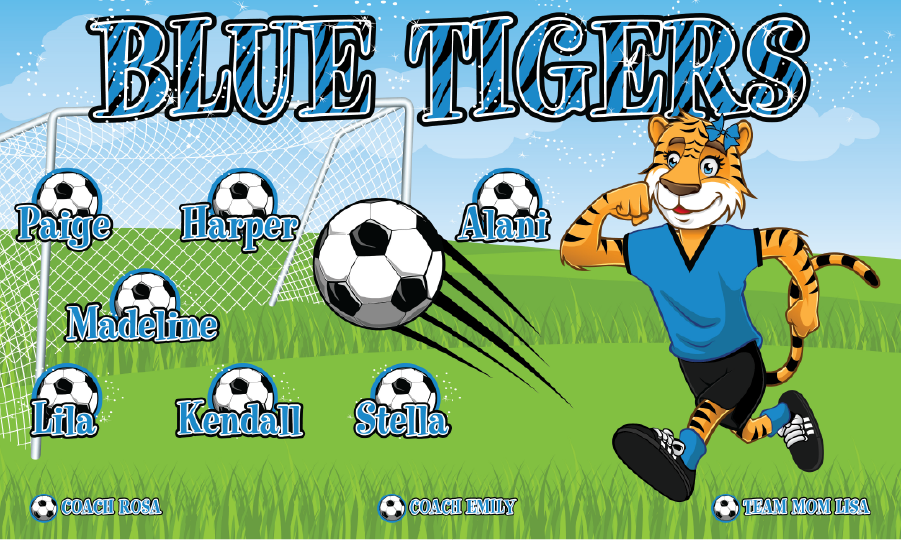 3'x5' Vinyl Banner - Blue Tigers