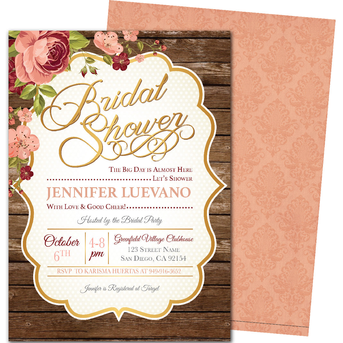 Cedar Rose Bridal Shower Invitations
