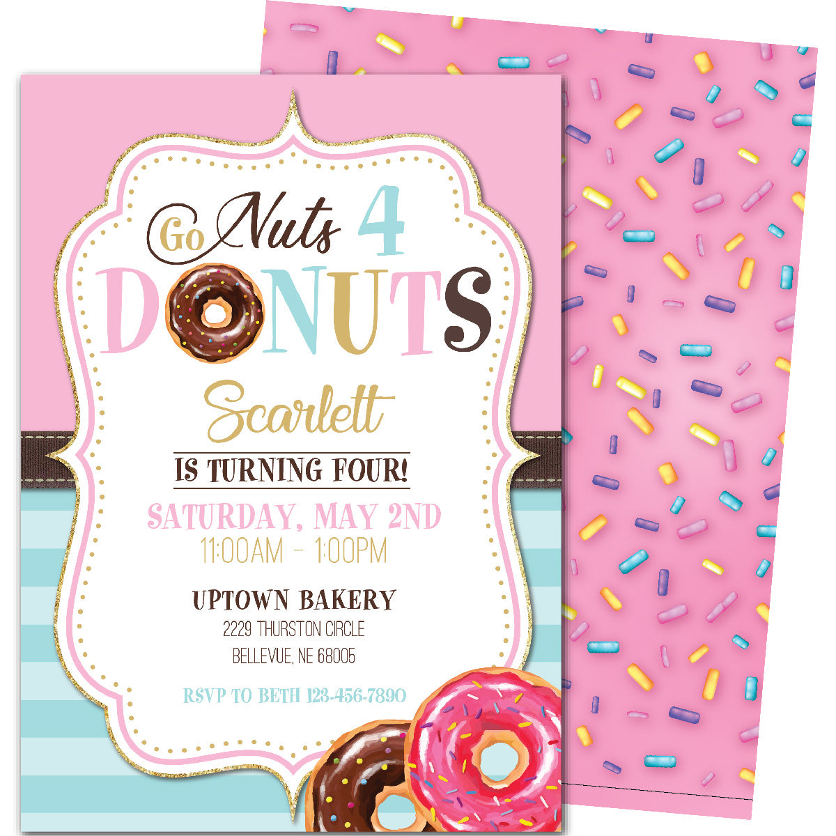 Donuts Birthday Invitations