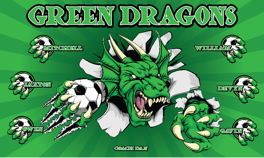 3'x5' Vinyl Banner - Green Dragons