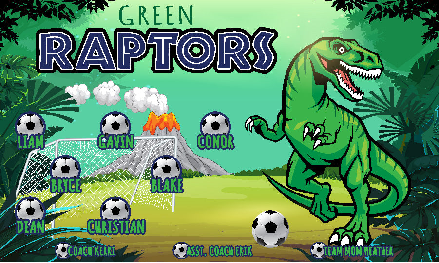 3'x5' Vinyl Banner - Green Raptors