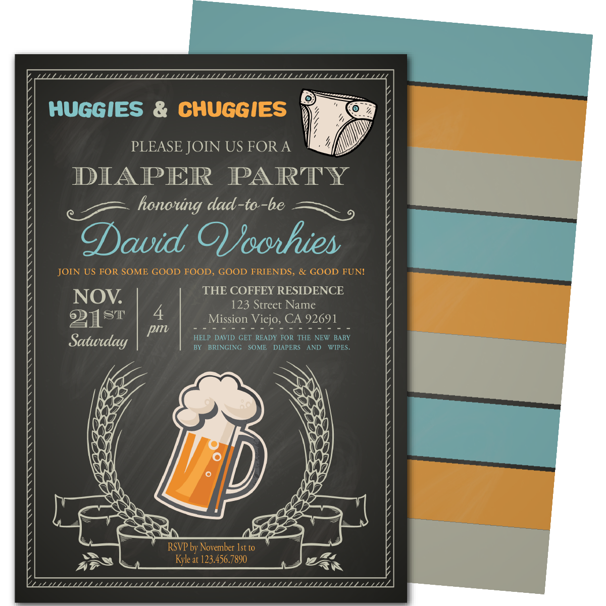 Huggies & Chuggies Diaper Party Invitations