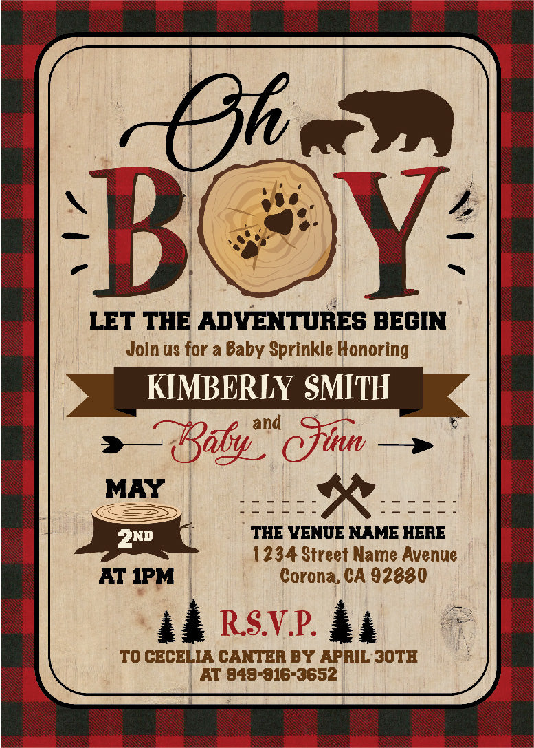 Lumberjack Baby Shower Invitation