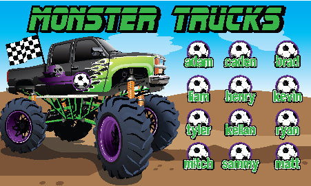3'x5' Vinyl Banner - Monster Trucks