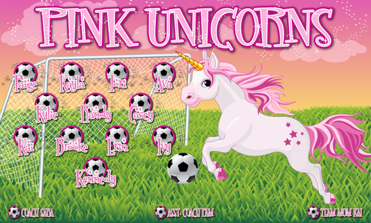 3'x5' Vinyl Banner - Pink Unicorns