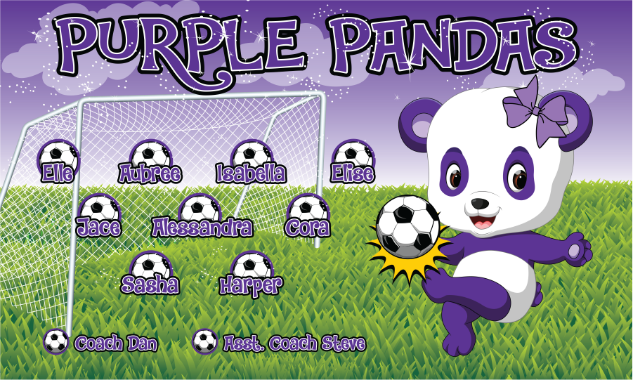 3'x5' Vinyl Banner - Purple Pandas