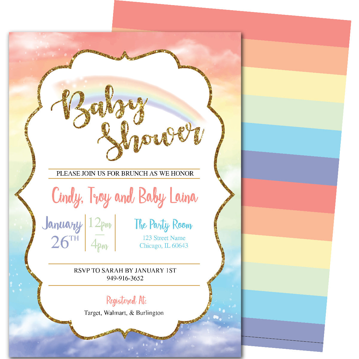 Rainbow Dreams Baby Shower Invitation
