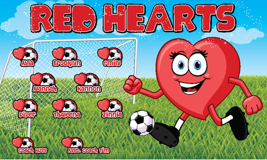 3'x5' Vinyl Banner - Red Hearts