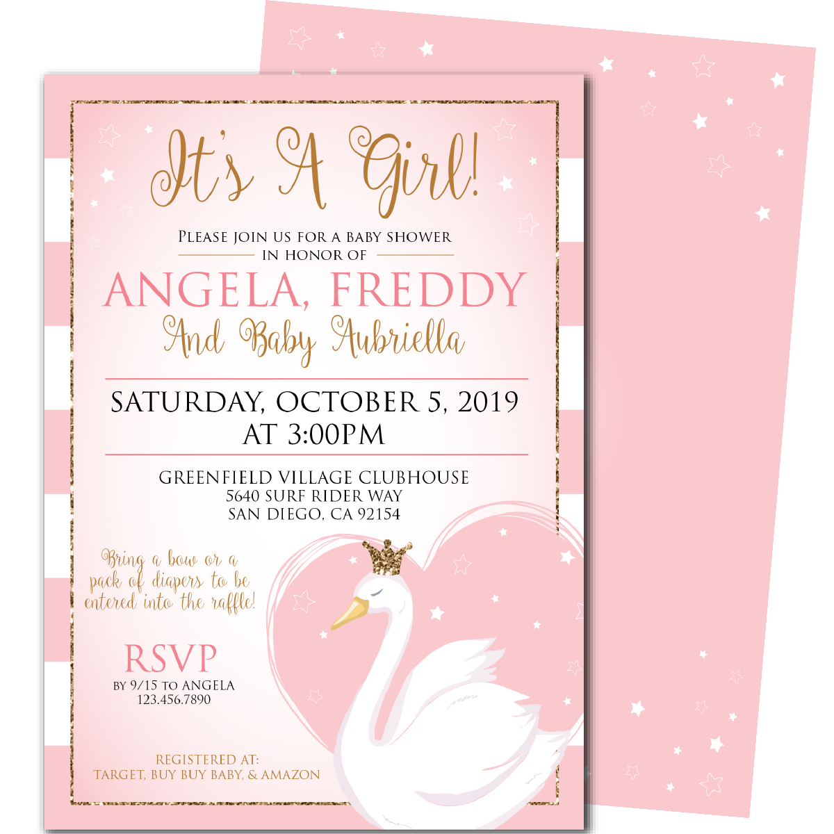 Swan Princess Baby Shower Invitations