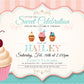 Sweet Cupcake Birthday Invitations