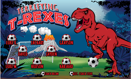 3'x5' Vinyl Banner - Terrifying T-Rexes