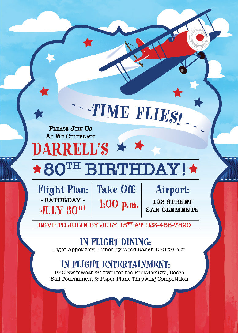 Time Flies Birthday Invitations