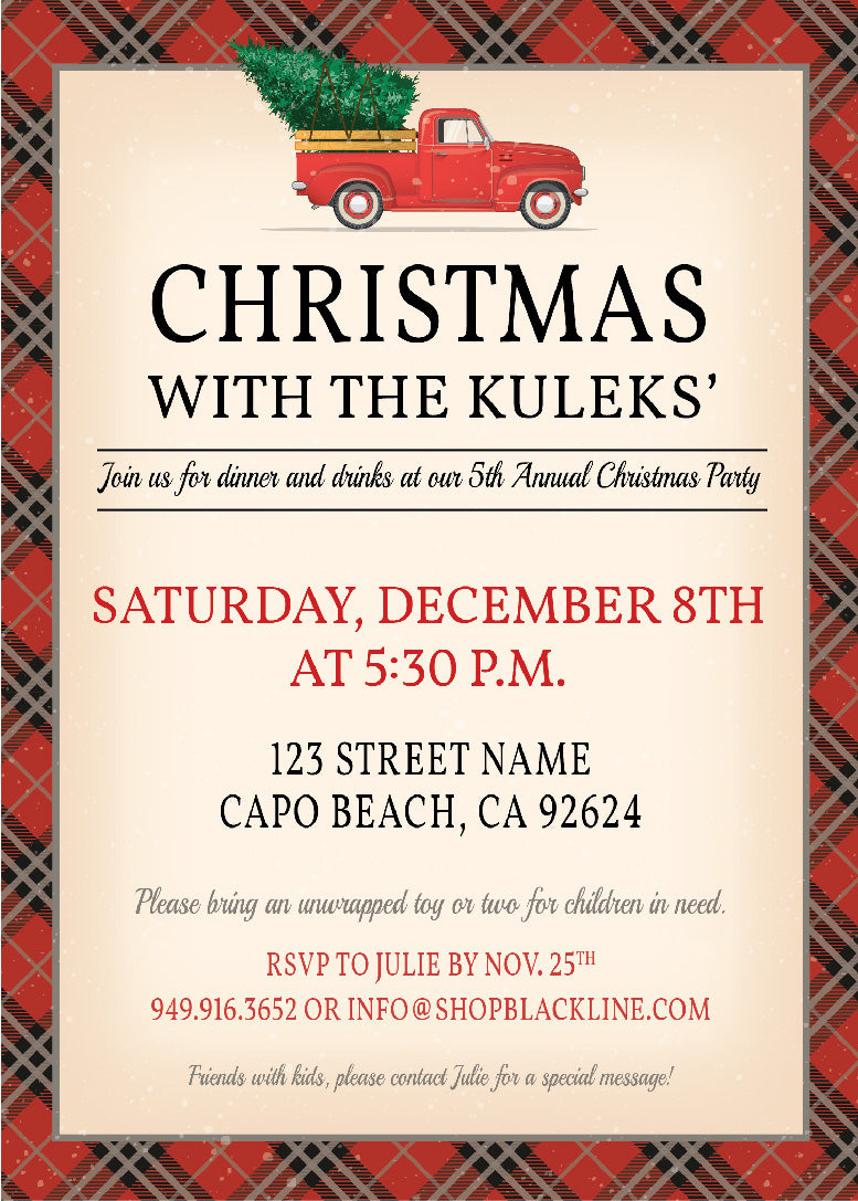 Vintage Truck Christmas Party Invitations